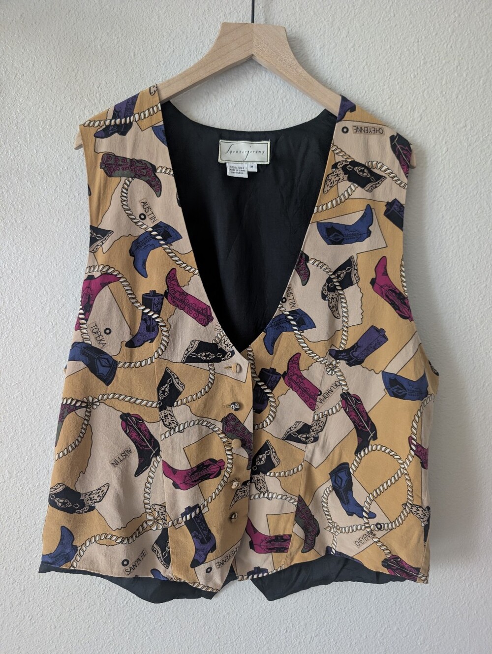 100% Silk 90's Vintage Western Vest
